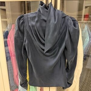 Zimmermann Navy Draped Blouse